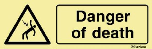 Warning signs, symbol with compl. Text, white viny